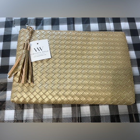 Virginia Wolf Gold Woven Clutch - Picture 1 of 8